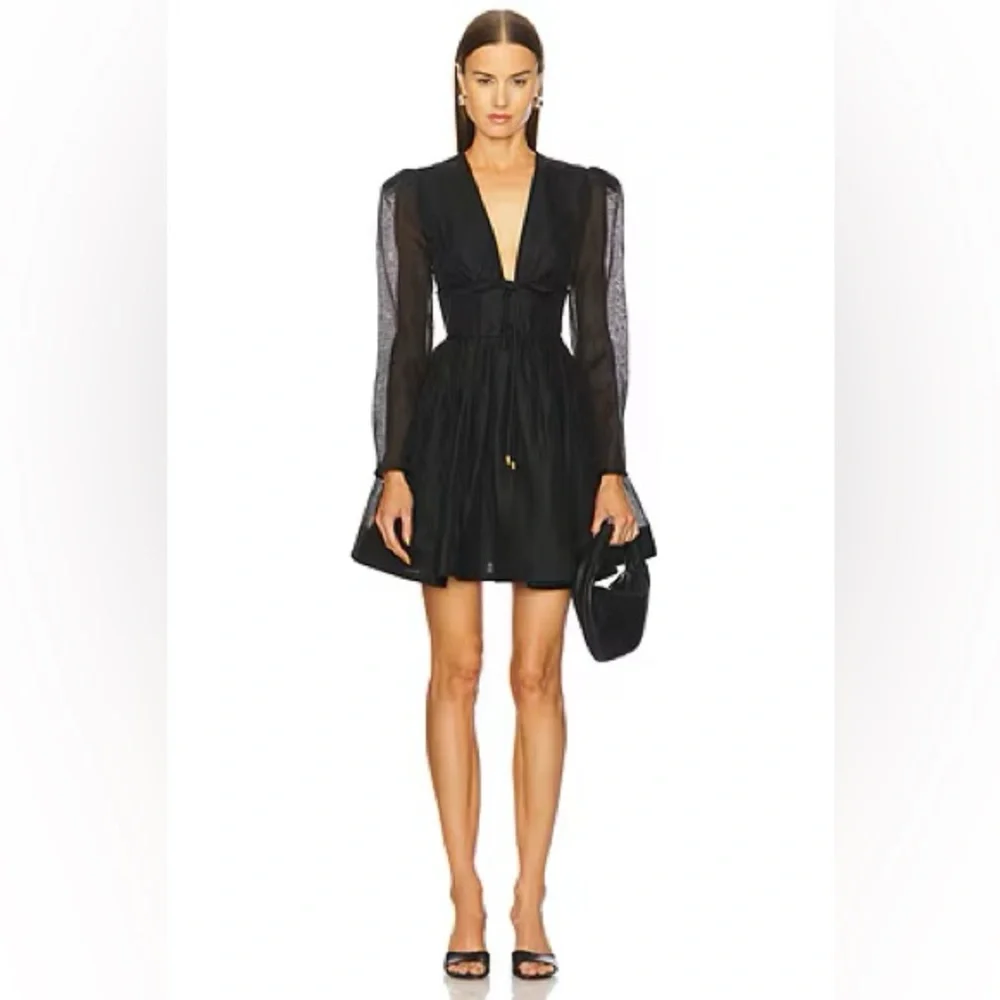 zimmermann organza dress Zimmermann Eden V Neck Spliced Gown, Black, Size 0